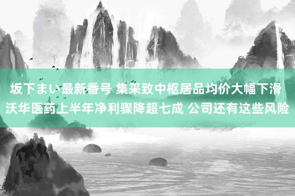 坂下まい最新番号 集采致中枢居品均价大幅下滑 沃华医药上半年净利骤降超七成 公司还有这些风险