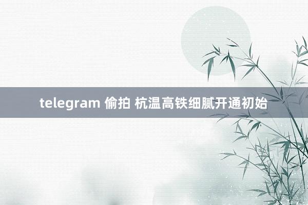 telegram 偷拍 杭温高铁细腻开通初始