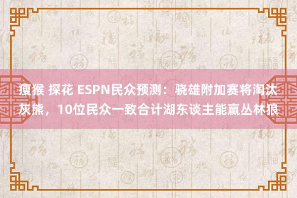 瘦猴 探花 ESPN民众预测：骁雄附加赛将淘汰灰熊，10位民众一致合计湖东谈主能赢丛林狼