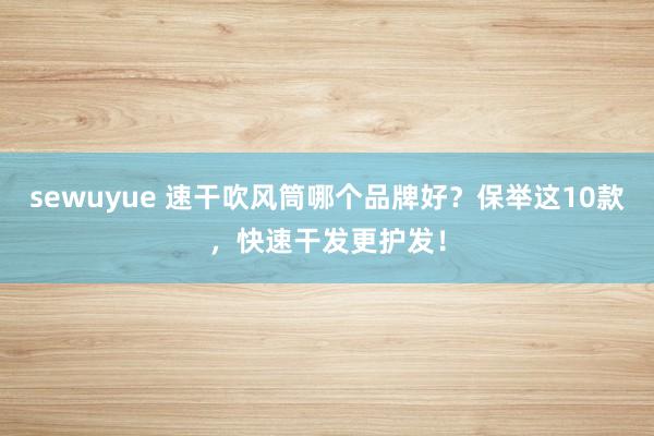 sewuyue 速干吹风筒哪个品牌好？保举这10款，快速干发更护发！
