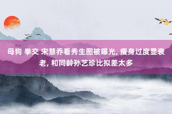 母狗 拳交 宋慧乔看秀生图被曝光, 瘦身过度显衰老, 和同龄孙艺珍比拟差太多