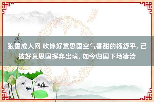 狼国成人网 吹捧好意思国空气香甜的杨舒平, 已被好意思国摒弃出境, 如今归国下场凄沧