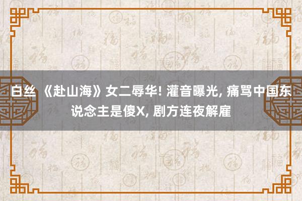 白丝 《赴山海》女二辱华! 灌音曝光, 痛骂中国东说念主是傻X, 剧方连夜解雇