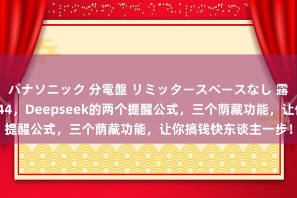 パナソニック 分電盤 リミッタースペースなし 露出・半埋込両用形 144，Deepseek的两个提醒公式，三个荫藏功能，让你搞钱快东谈主一步！